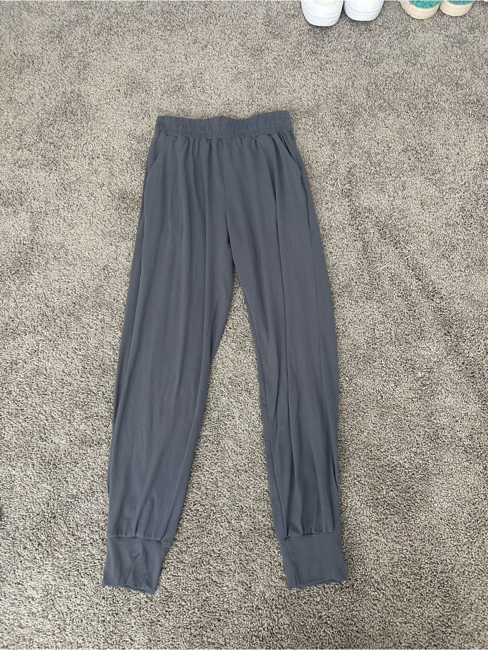 Women’s Gray Jogger Pants - Elastic Waist & Cuffed Ankles